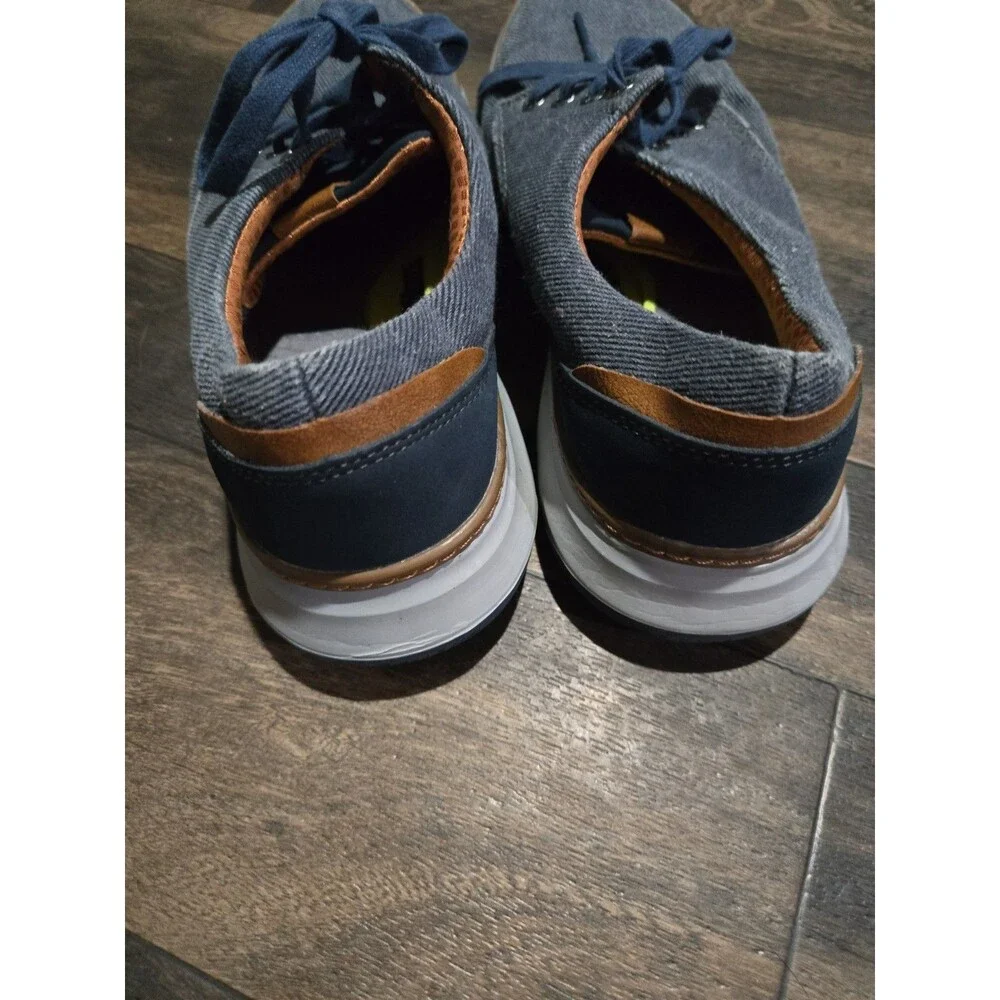 Men's Size 8.5 Skechers Moreno Ederson 65981 Navy Blue Canvas Oxford Shoes